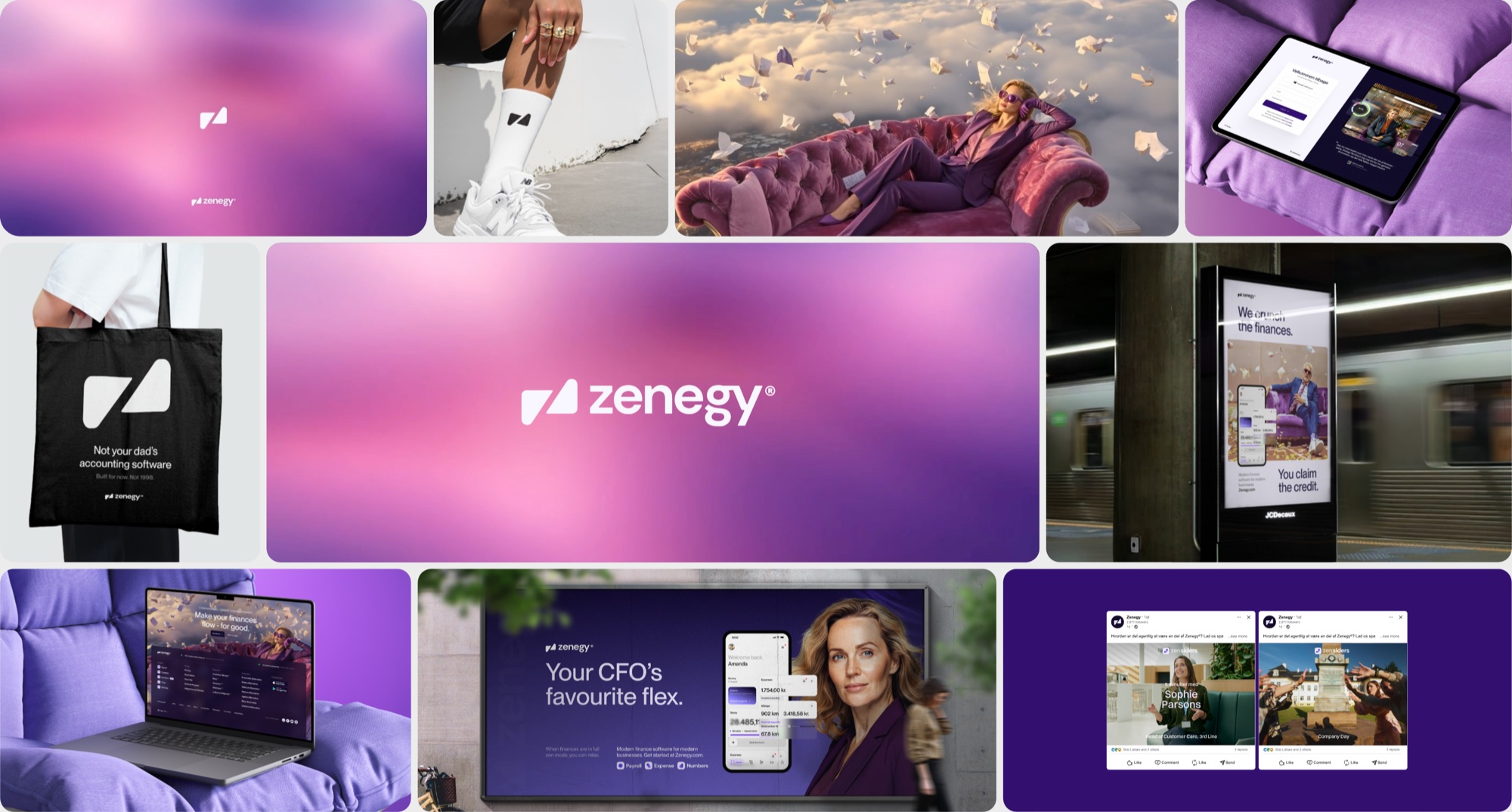 Zenegy — brand board — identity, campaign and product